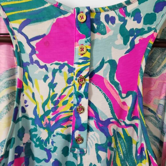 Lilly Pulitzer Melle Trapeze Tank Dress Sz Large Magneta Hottie Colorful Floral - Picture 6 of 11